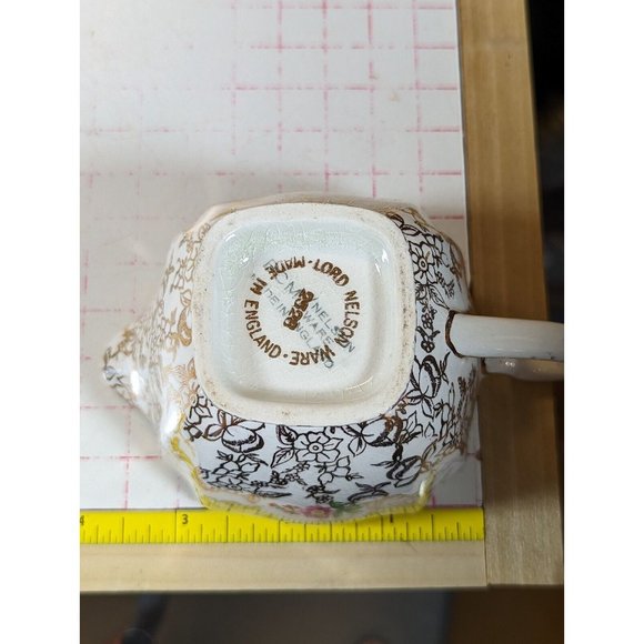 BCM Nelson Ware Chintz Cream and Sugar Set England Gold Floral - Picture 10 of 10